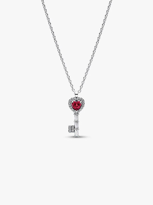 Collana Pandora Chiave con Cuore Rosso 394392C01