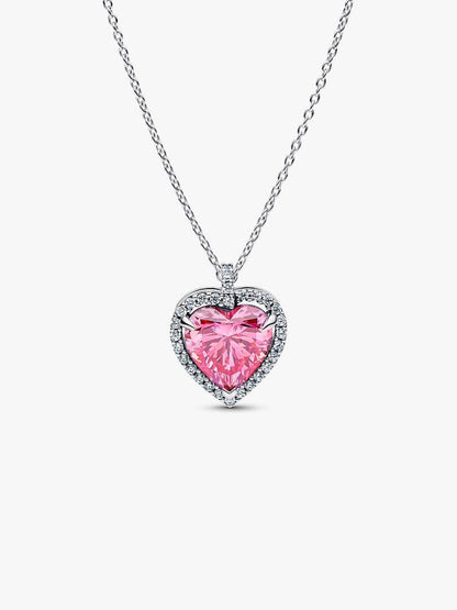 Collana Pandora Cuore in Rilievo Rosa Grande 394414C01