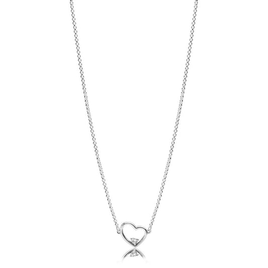 Collana Pandora con pendente Cuori Asimmetrici Luminosi 397797CZ-45