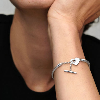 Bracciale Pandora Moments con Maglia Snake, Cuore e Barretta a T 599285C00