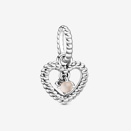 Charm Pendente Pandora A Cuore Rosa Cipria Decorato Con Sfere 798854C06