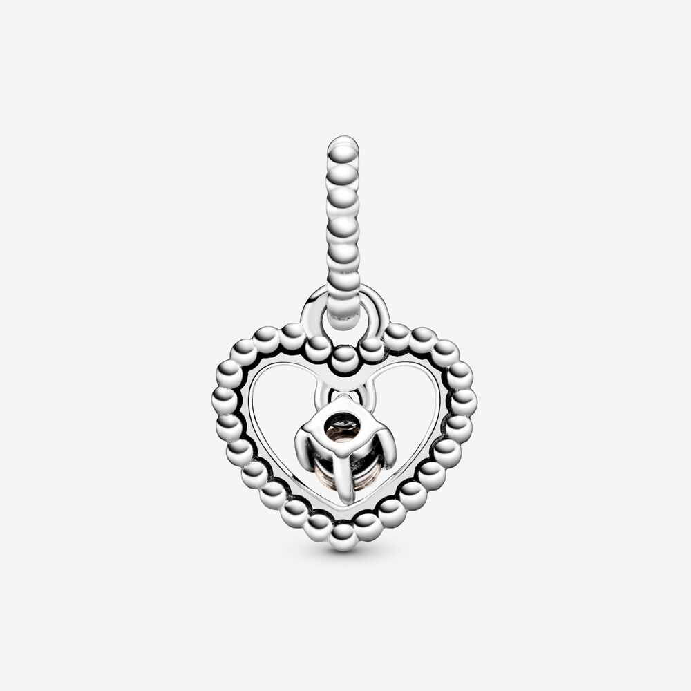 Charm Pendente Pandora A Cuore Rosa Cipria Decorato Con Sfere 798854C06