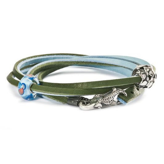 Bracciale Trollbeads Bracciale in Cuoio, Celeste/Verde