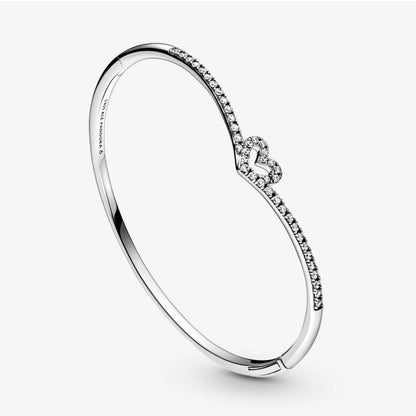 Pandora Sparkling Chevron Heart Bangle Bracelet 599297C01