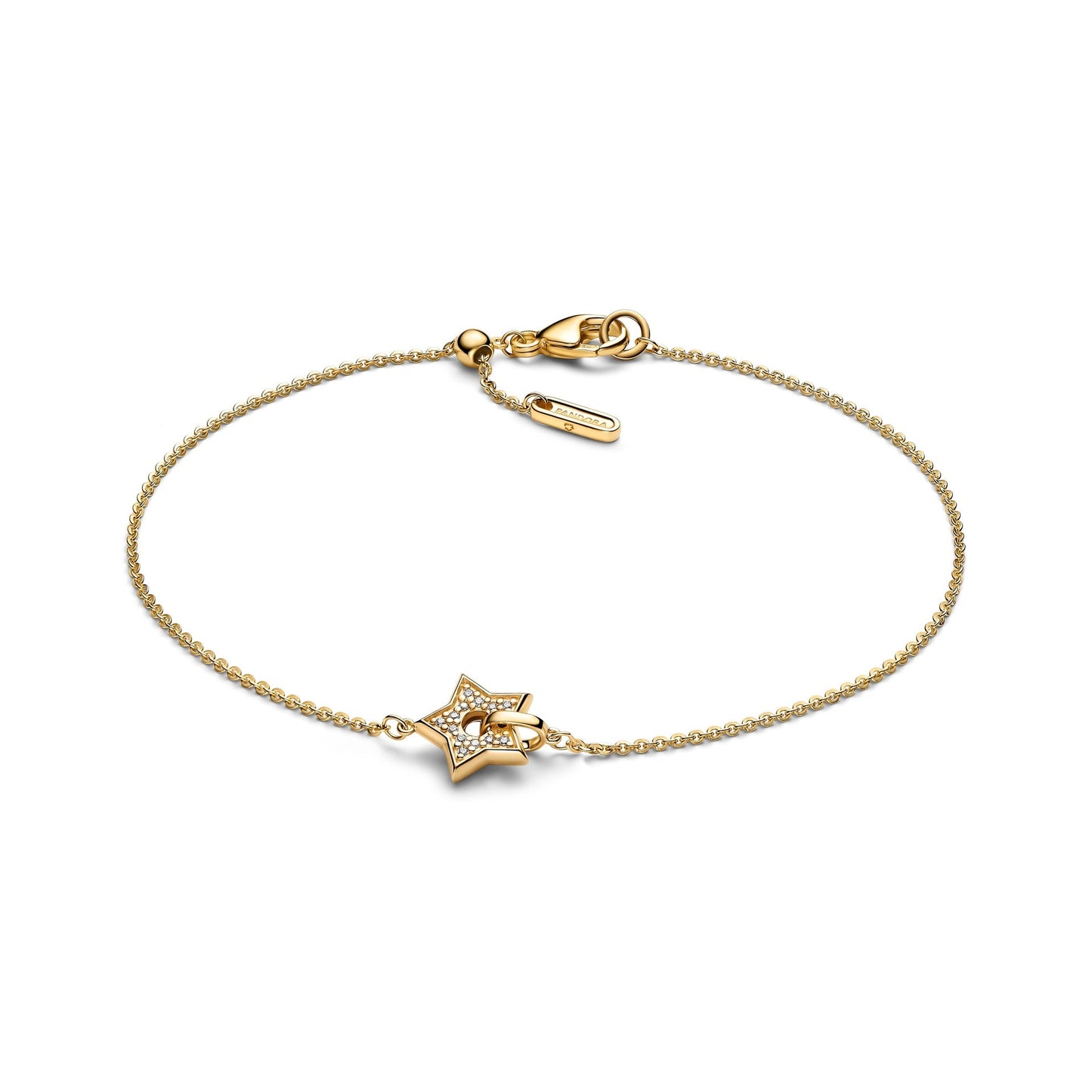 Bracciale Pandora Talisman Stella in oro 14k con pavé di diamanti creati in laboratorio - 554789C01