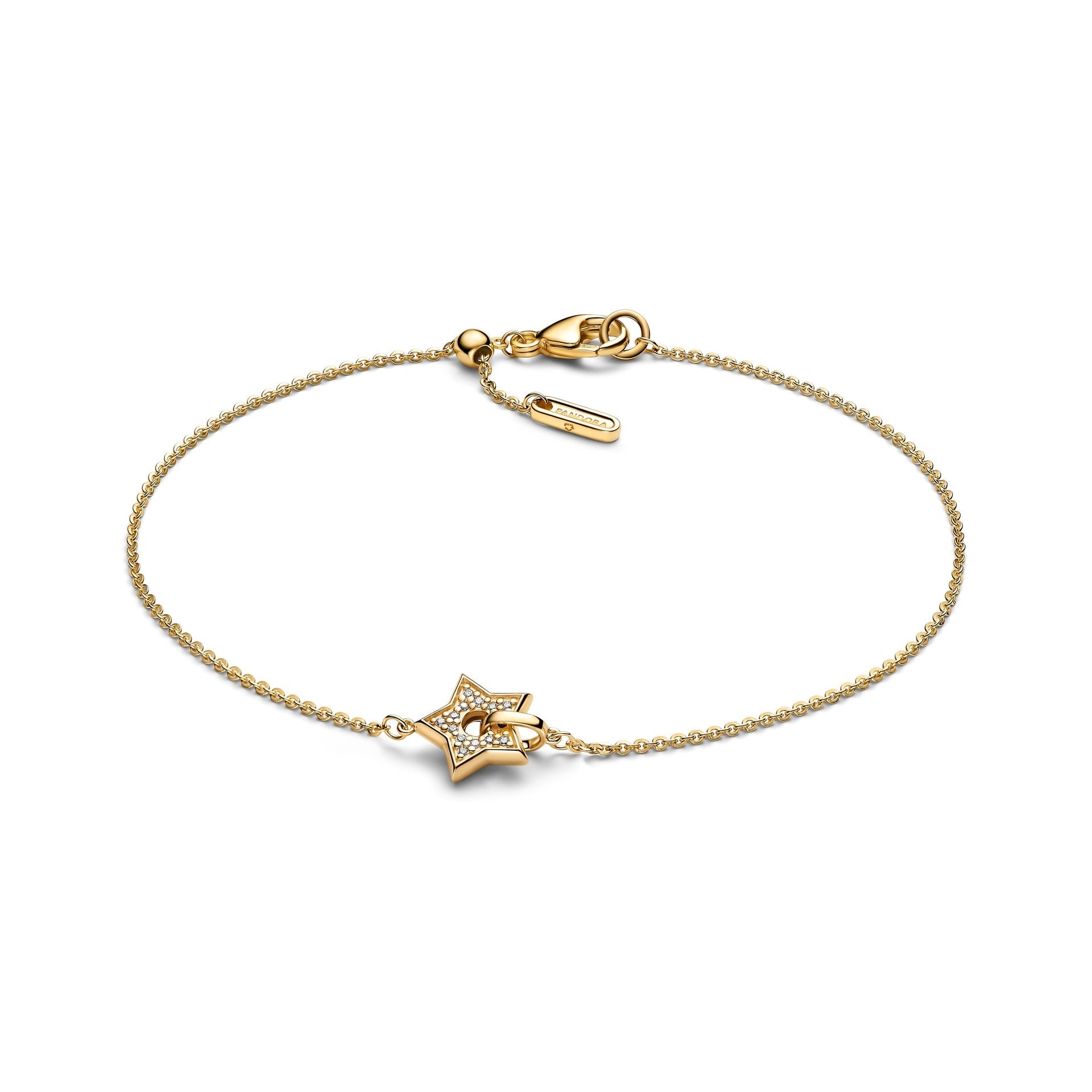 Bracciale Pandora Talisman Stella in oro 14k con pavé di diamanti creati in laboratorio - 554789C01