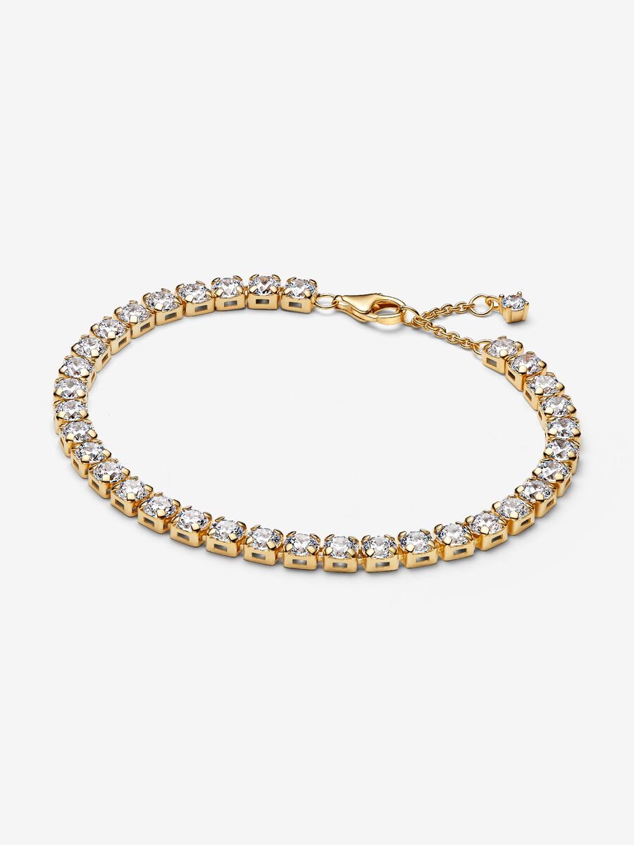 Bracciale Pandora Tennis con Pietre grandi Placcatura in Oro 14k