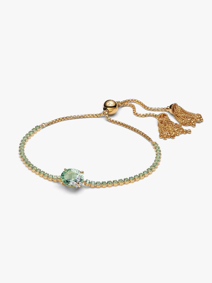 Bracciale Pandora Bridgerton, Tennis regolabile con Cristalli Verdi e Farfalla 564402C01