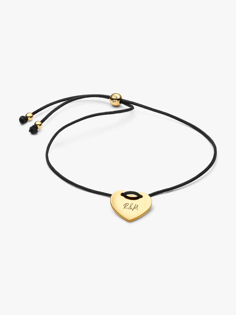 Bracciale Pandora Regolabile Cordino Nero con Cuore da incidere 564420C01