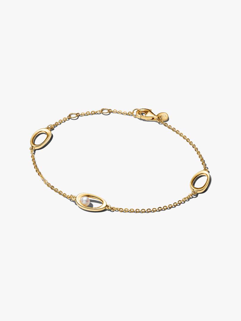 Bracciale Pandora Ovali Linea Sinuosa e Perla D'Acqua Dolce Coltivata 564677C01
