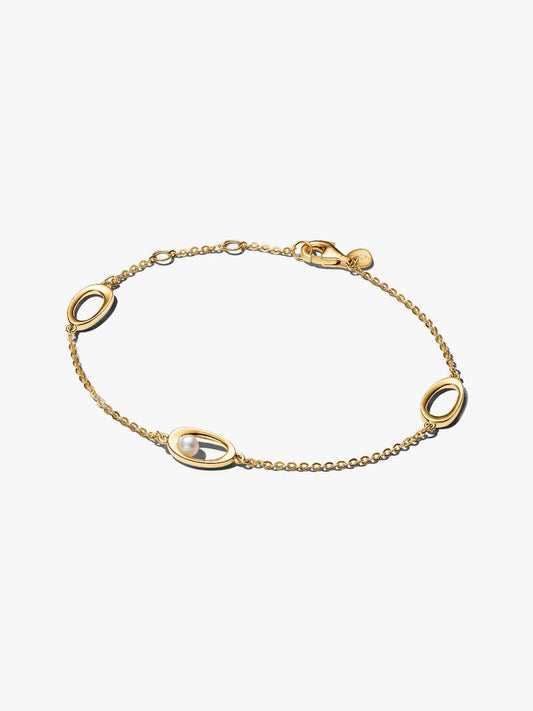 Bracciale Pandora Ovali Linea Sinuosa e Perla D'Acqua Dolce Coltivata 564677C01