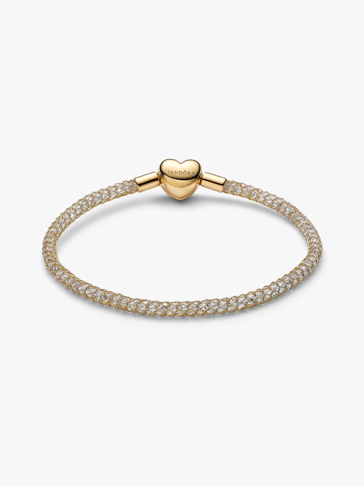 Bracciale Pandora Maglia Mesh con pietre luminose e Chiusura a Cuore Placcatura in Oro 14k 564971C01