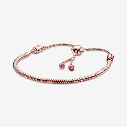 Pandora Moments Pink Peach Blossom Snake Chain Adjustable Bracelet 588093NCCMX-28