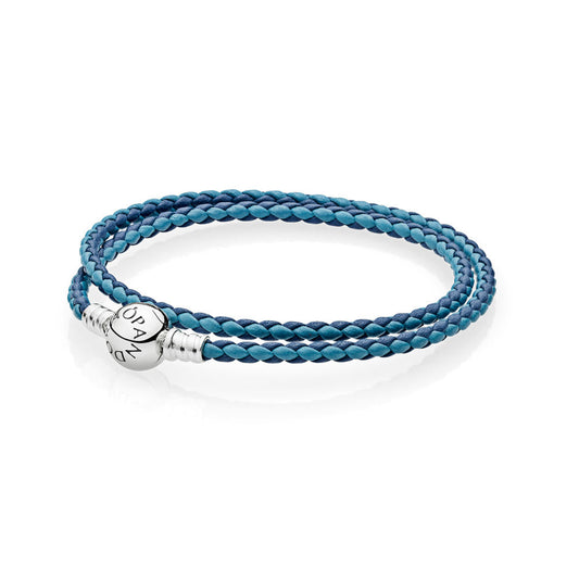 Bracciale Pandora Intrecciato Di Doppio Tessuto Blu 590747CBMX