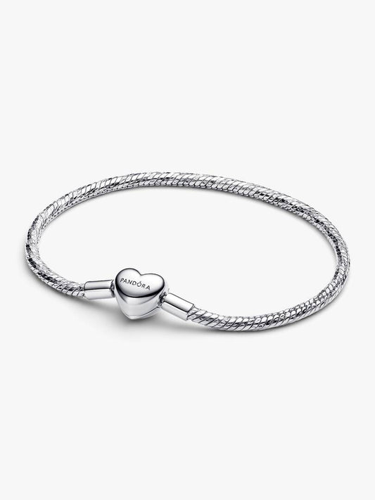 Bracciale Pandora Maglia Snake Sfaccettata con Chiusura a Cuore da Incidere 594236C00