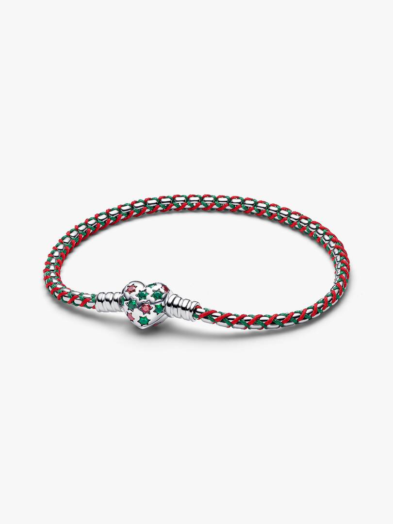 Bracciale Pandora Intreccio Tessuto Verde e Rosso Argento Sterling 925 595068C01