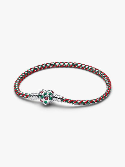 Bracciale Pandora Intreccio Tessuto Verde e Rosso Argento Sterling 925 595068C01