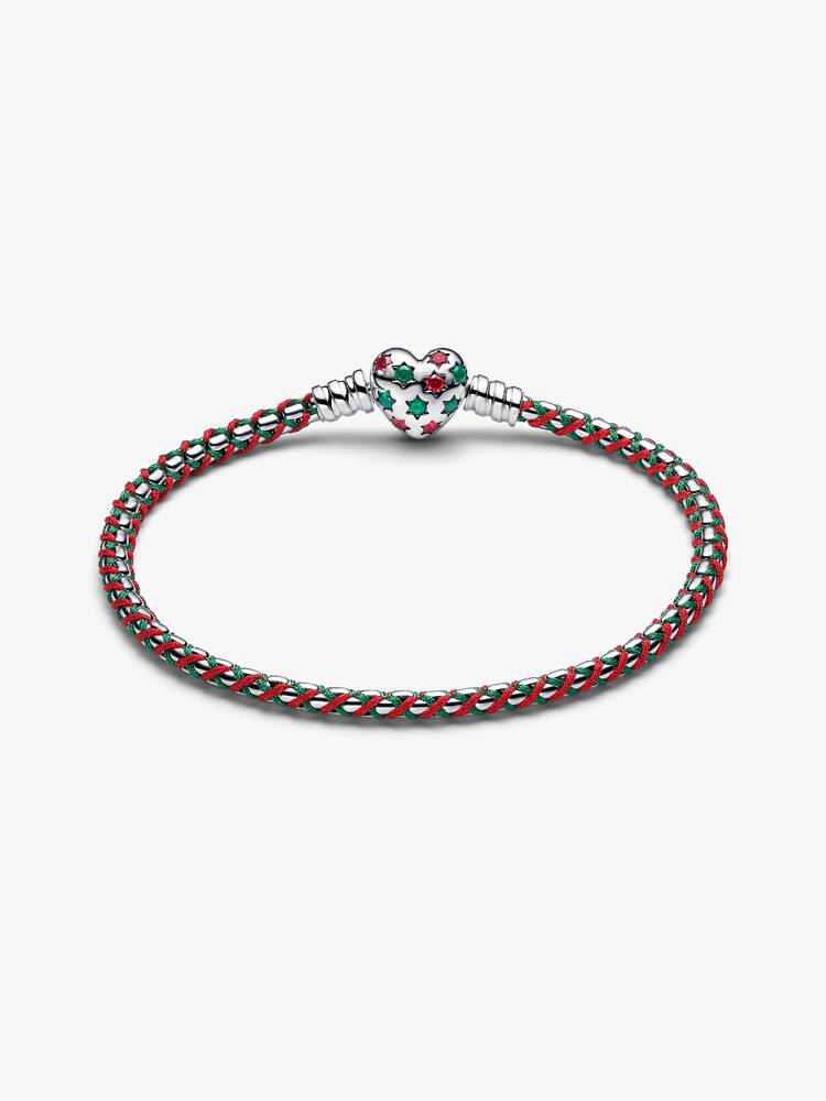 Bracciale Pandora Intreccio Tessuto Verde e Rosso Argento Sterling 925 595068C01