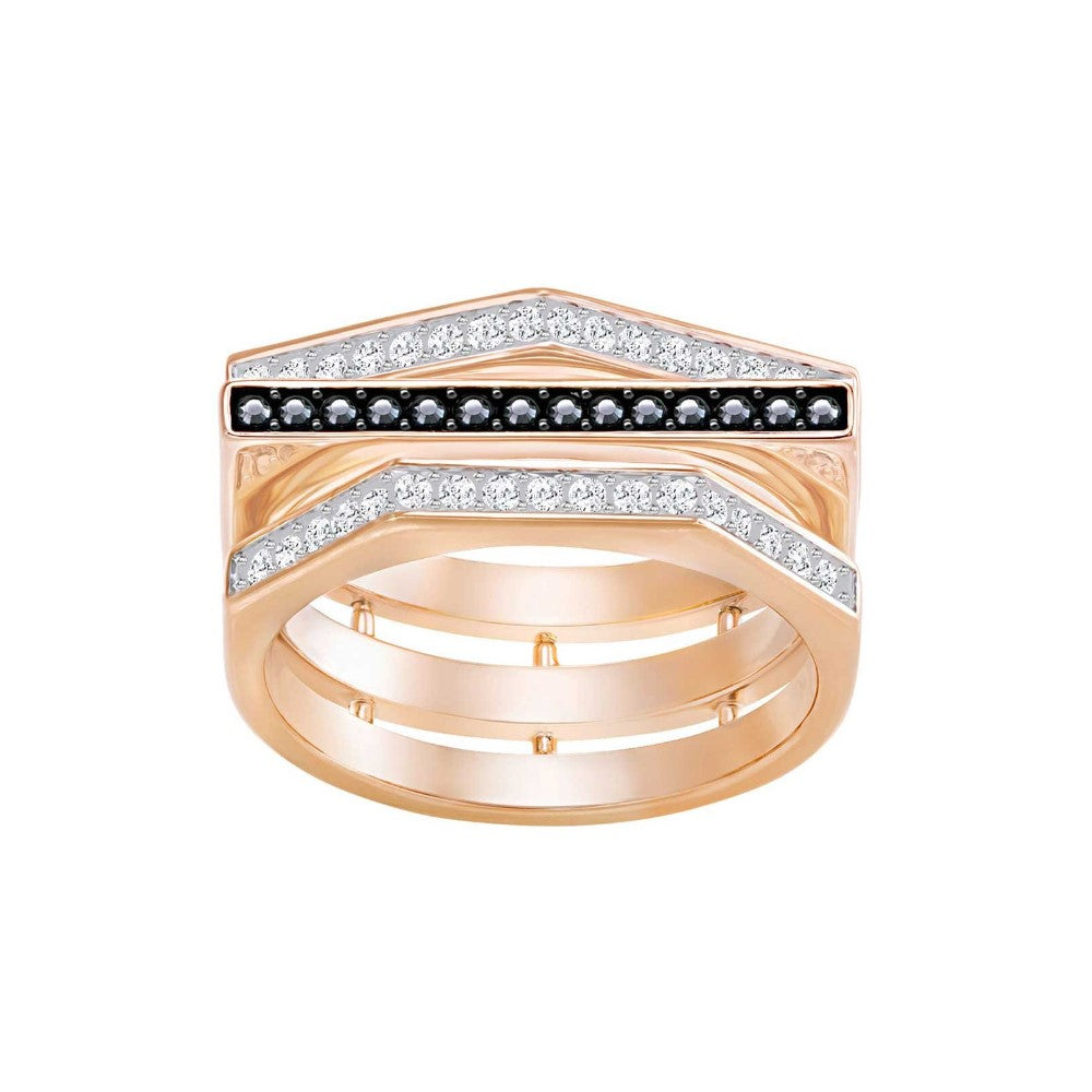 Swarovski Geometry Black Rose ring