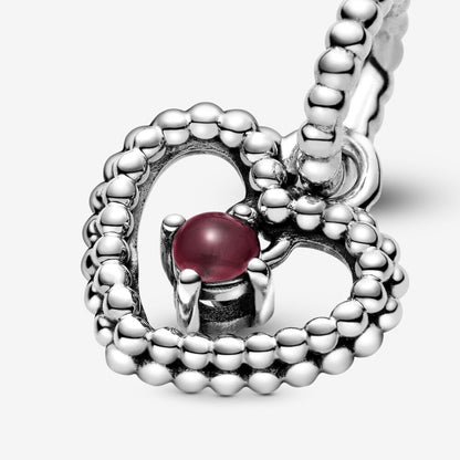 Pandora Dark Red Heart Pendant Charm Decorated with Spheres 798854C08