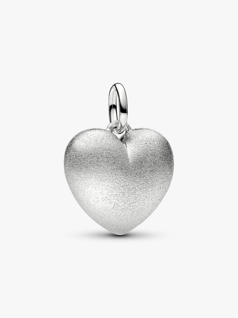Charm Pendente Cuore Puffy effetto opaco, finitura in platino 734908C00