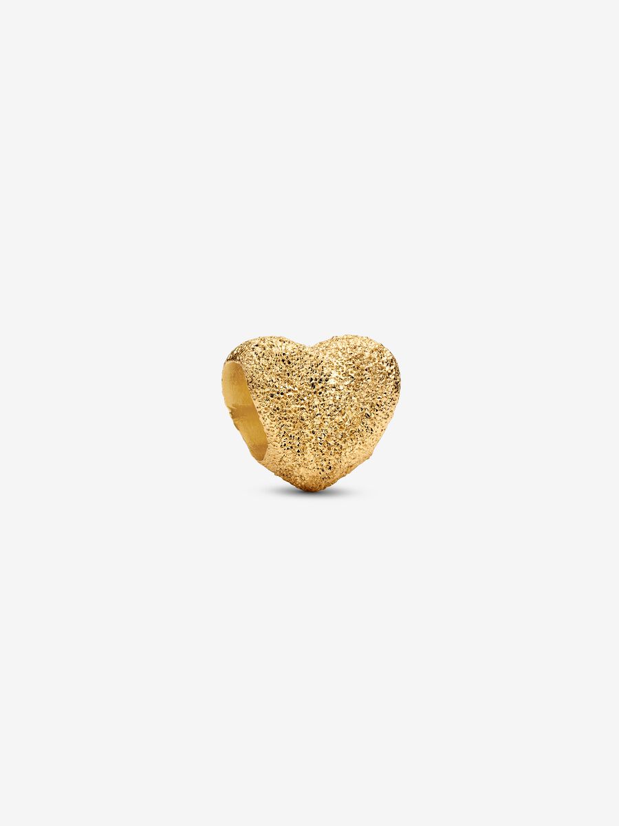 Mini Charm Pandora Cuore effetto diamantato Placcatura in Oro 14k