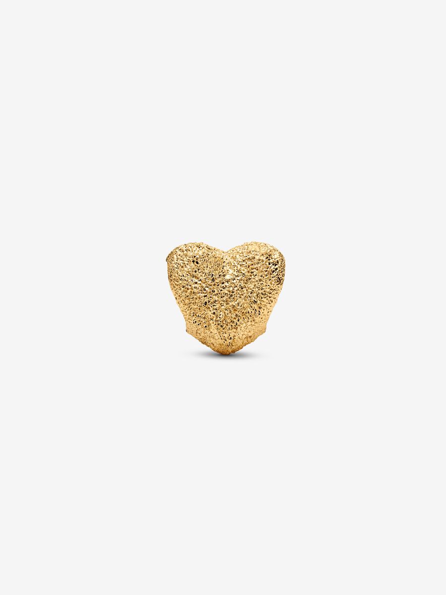 Mini Charm Pandora Cuore effetto diamantato Placcatura in Oro 14k