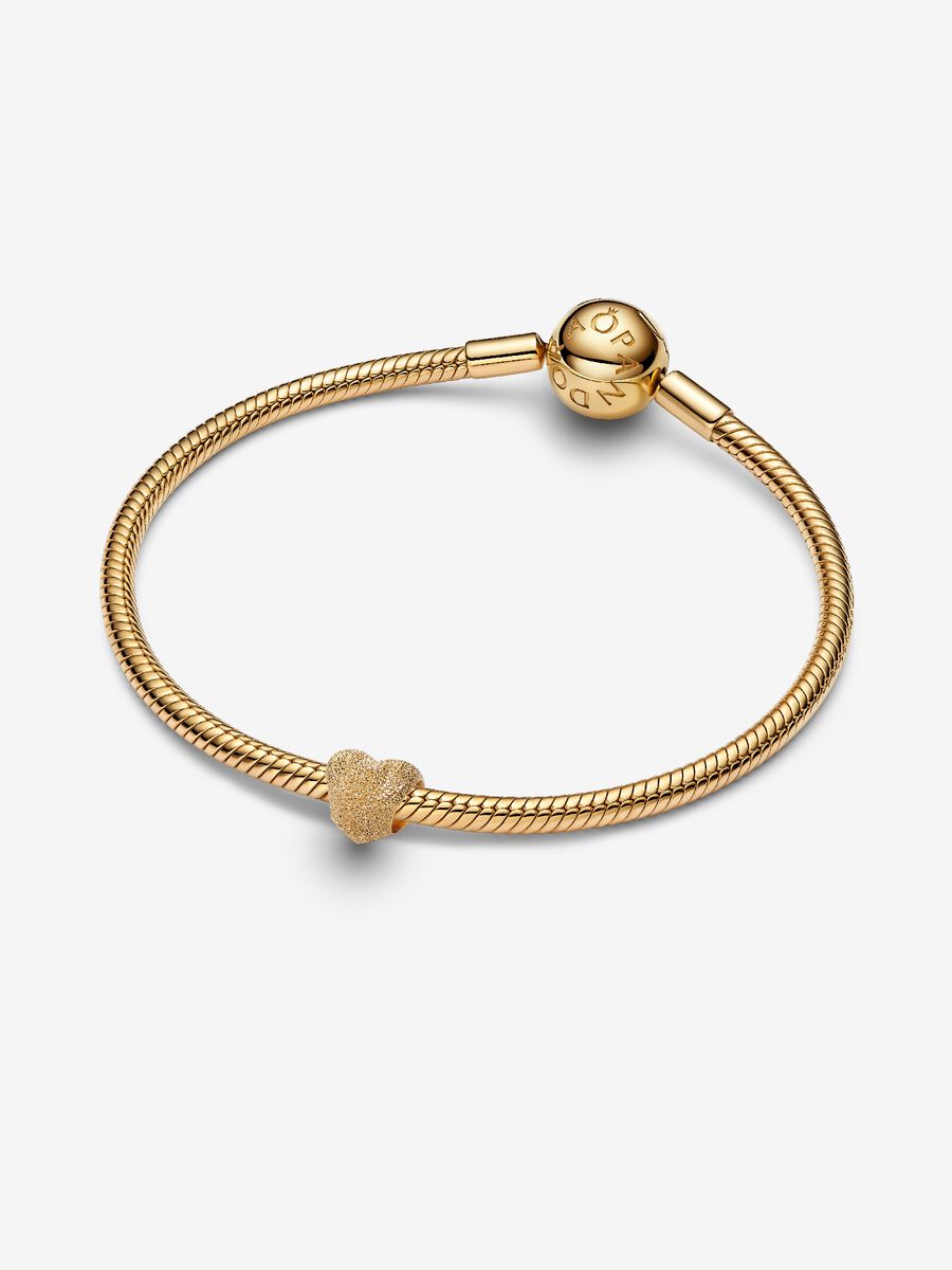 Mini Charm Pandora Cuore effetto diamantato Placcatura in Oro 14k