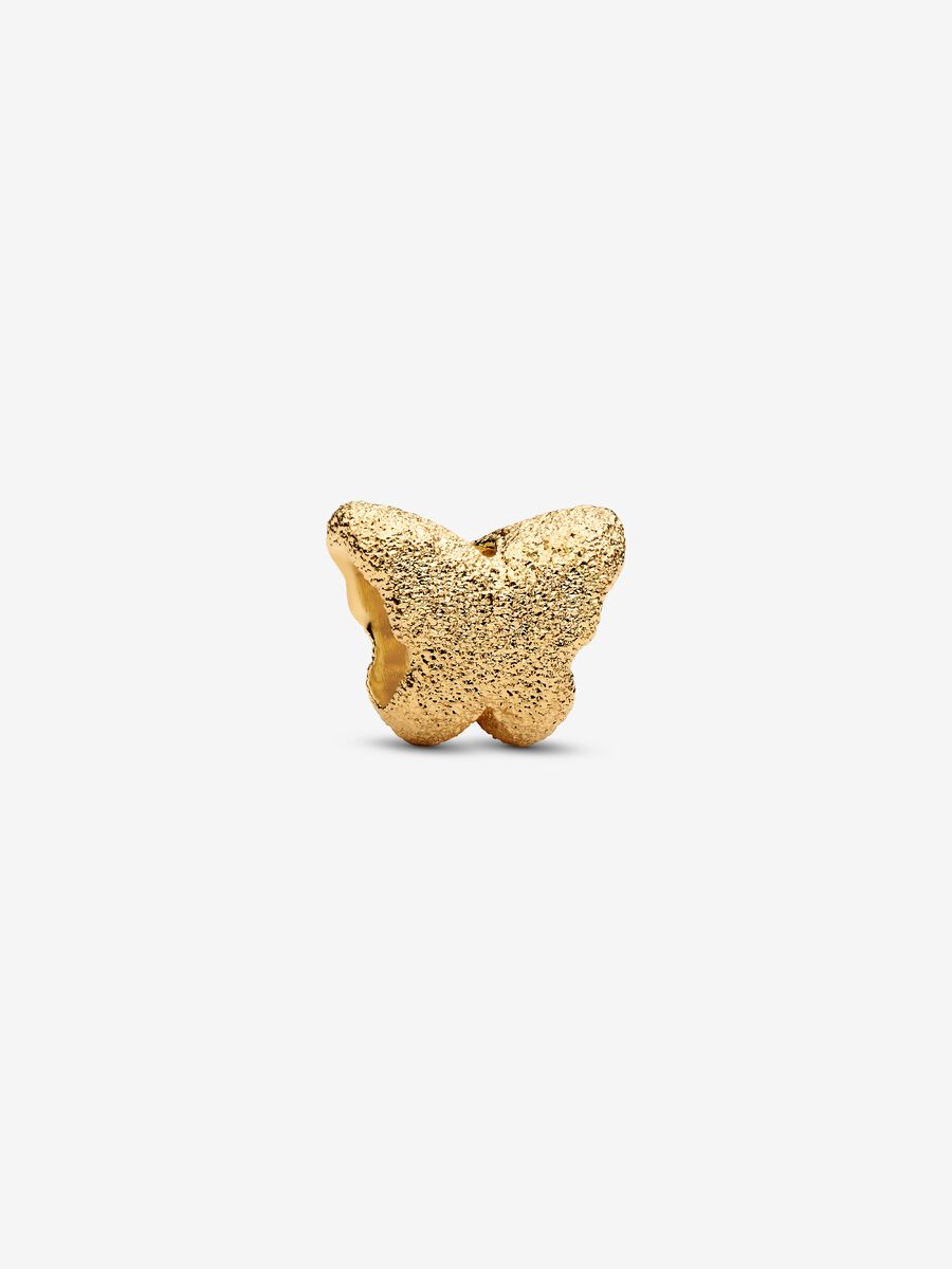 Mini Charm Pandora Farfalla effetto diamantato Placcatura in Oro 14k
