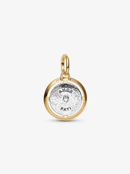 Charm Pandora Medallion Cupido "Amor Fati" Argento Sterling 925, Placcatura in Oro 14k