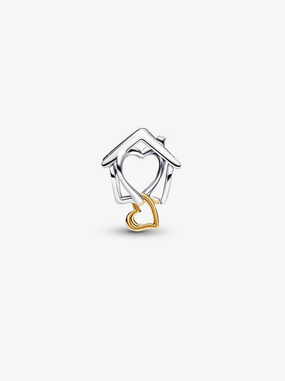Charm Pandora Openwork Casa "With You I'm Home" Argento Sterling 925, Placcatura in Oro 14k 764145C00