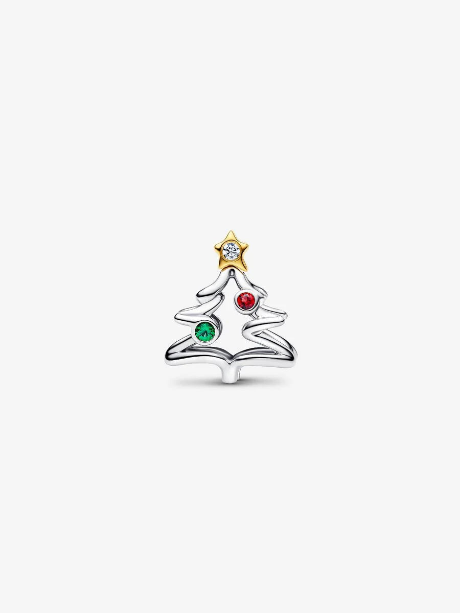 Charm Pandora Openwork Albero di Natale Argento Sterling 925, Placcatura in Oro 14k 764248C01
