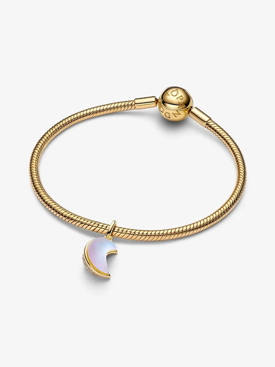 Charm Pandora Pendente Luna Crescente Luminosa Placcatura in Oro 14k 764275C01