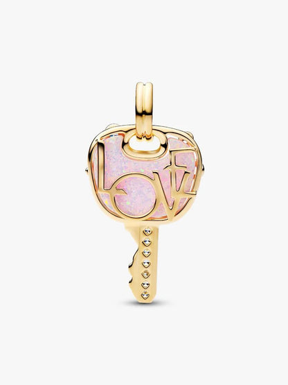 Charm Pandora Pendente Chiave Love Grande Opale Rosa 764349C01