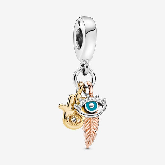 Charm Pendente Pandora Spiritualità con Mano di Fatima, Occhio Onniveggente e Piuma 768785C01