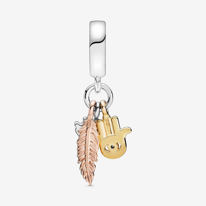 Charm Pendente Pandora Spiritualità con Mano di Fatima, Occhio Onniveggente e Piuma 768785C01