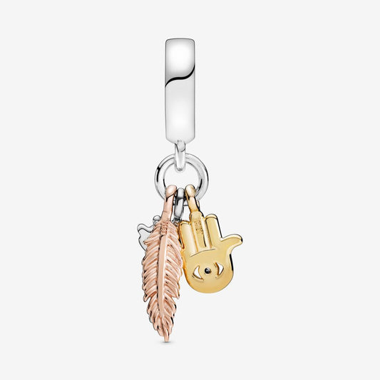 Charm Pendente Pandora Spiritualità con Mano di Fatima, Occhio Onniveggente e Piuma 768785C01