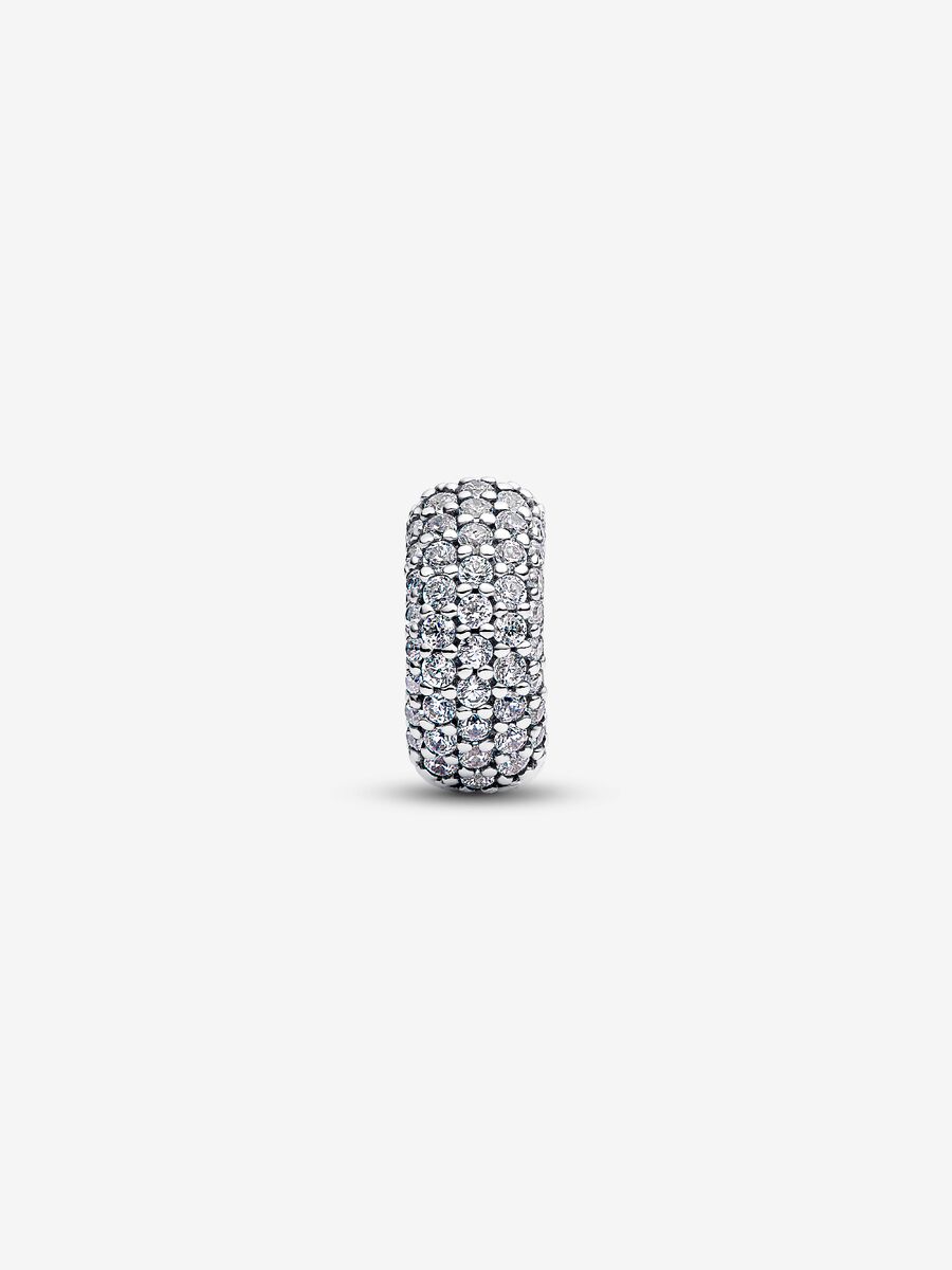 Charm Pandora Clip Pavè Fascia Tripla Argento Sterling 925