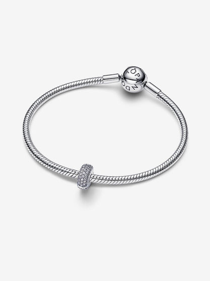 Charm Pandora Clip Pavè Fascia Tripla Argento Sterling 925