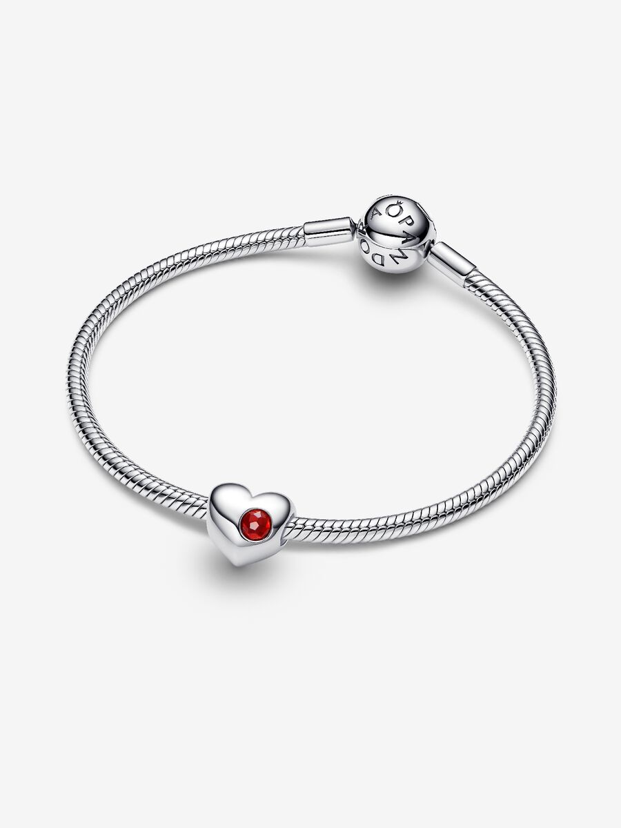 Charm Pandora Cuore con Pietra Rossa Scuro Gennaio da incidere 794161C01