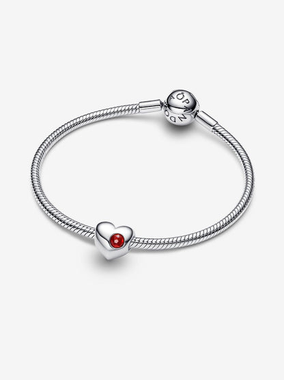 Charm Pandora Cuore con Pietra Rossa Scuro Gennaio da incidere 794161C01