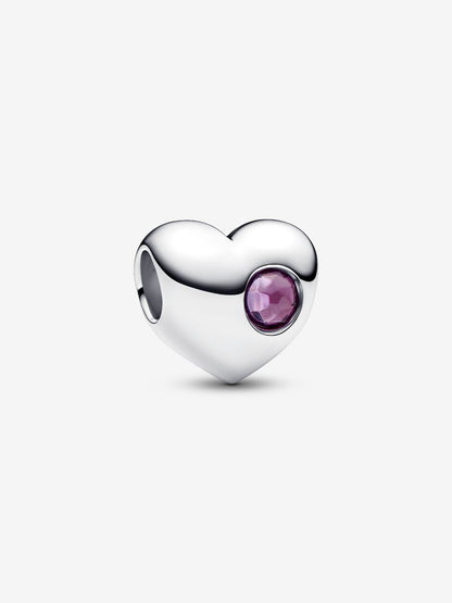 Charm Pandora Cuore con Pietra Viola Febbraio da incidere 794161C02
