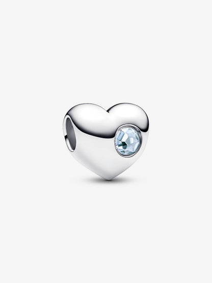Charm Pandora Cuore con Pietra Azzurra Marzo da incidere 794161C03