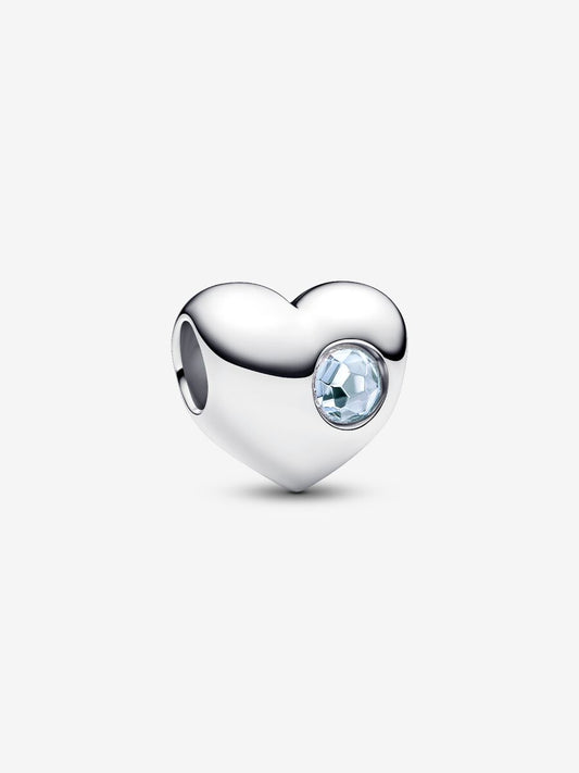 Charm Pandora Cuore con Pietra Azzurra Marzo da incidere 794161C03