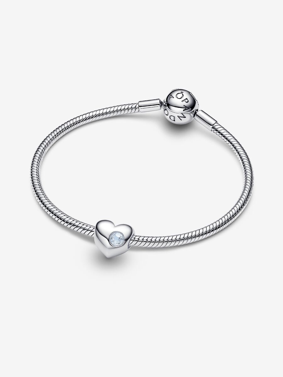 Charm Pandora Cuore con Pietra Azzurra Marzo da incidere 794161C03