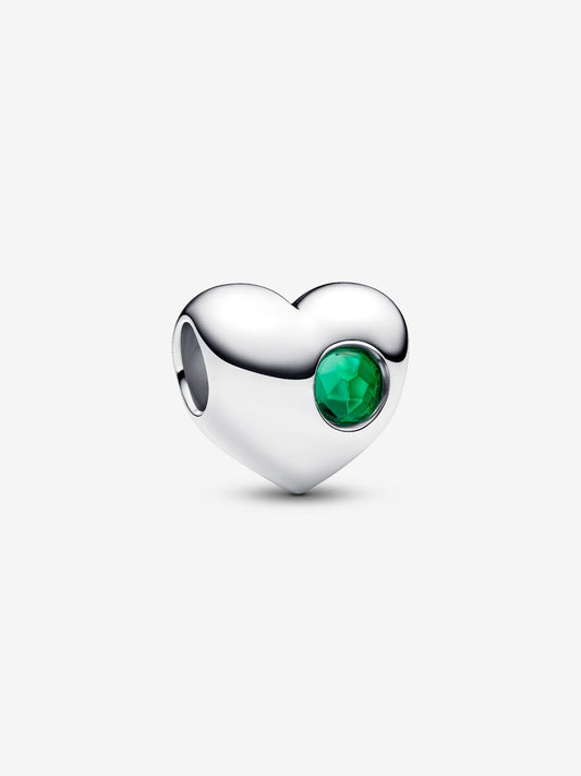 Charm Pandora Cuore con Pietra Verde Maggio da incidere 794161C05