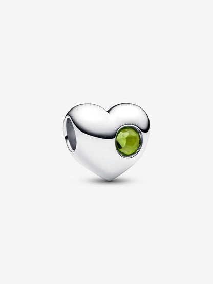 Charm Pandora Cuore con Pietra Verde Agosto da incidere 794161C08