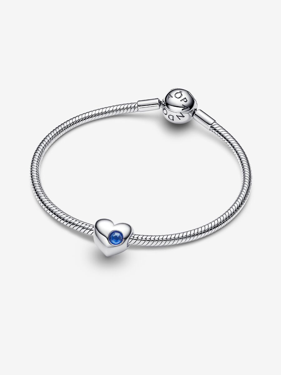 Charm Pandora Cuore con Pietra Blu Settembre da Incidere 794161C09