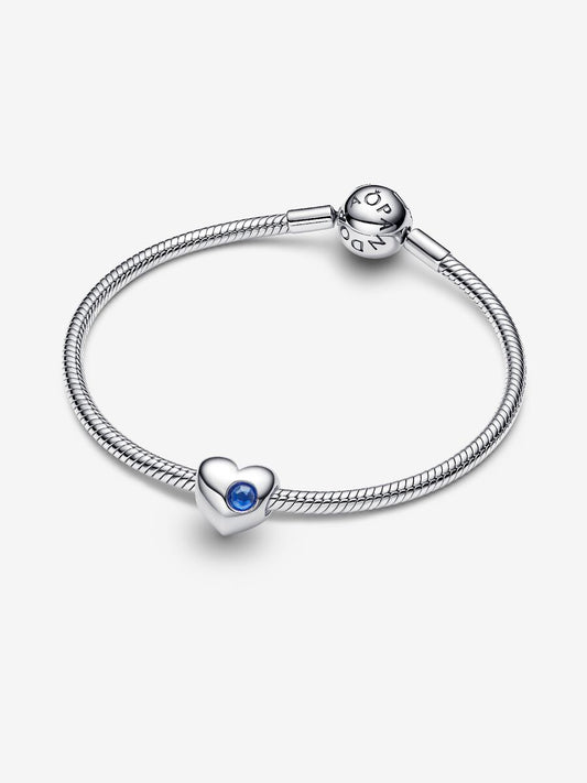 Charm Pandora Cuore con Pietra Blu Settembre da Incidere 794161C09