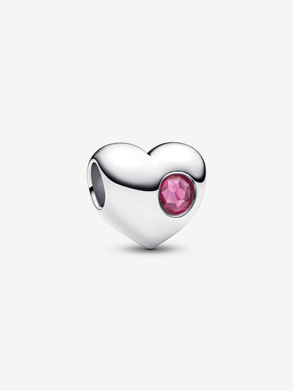 Charm Pandora Cuore con Pietra Rosa Scuro Ottobre da incidere 794161C10